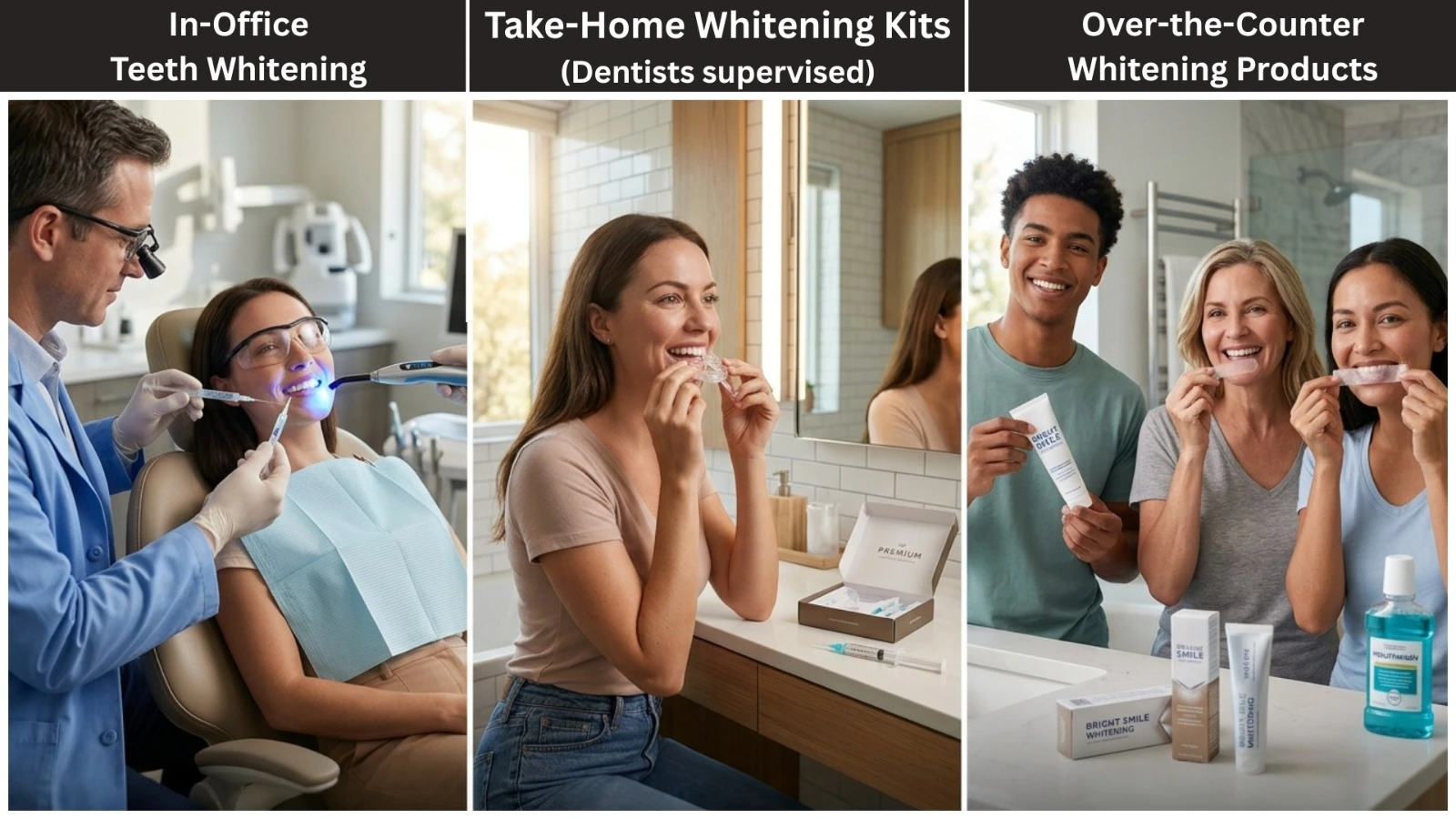 Types of teeth whitening treatments